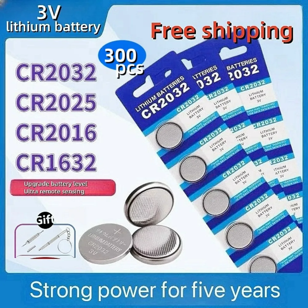 

300pcs Original cr 2032 battery cr2025 3V Lithium Battery CR2450 CR2016 CR1632 CR 2032 For Watch batteries Button Coins Cell