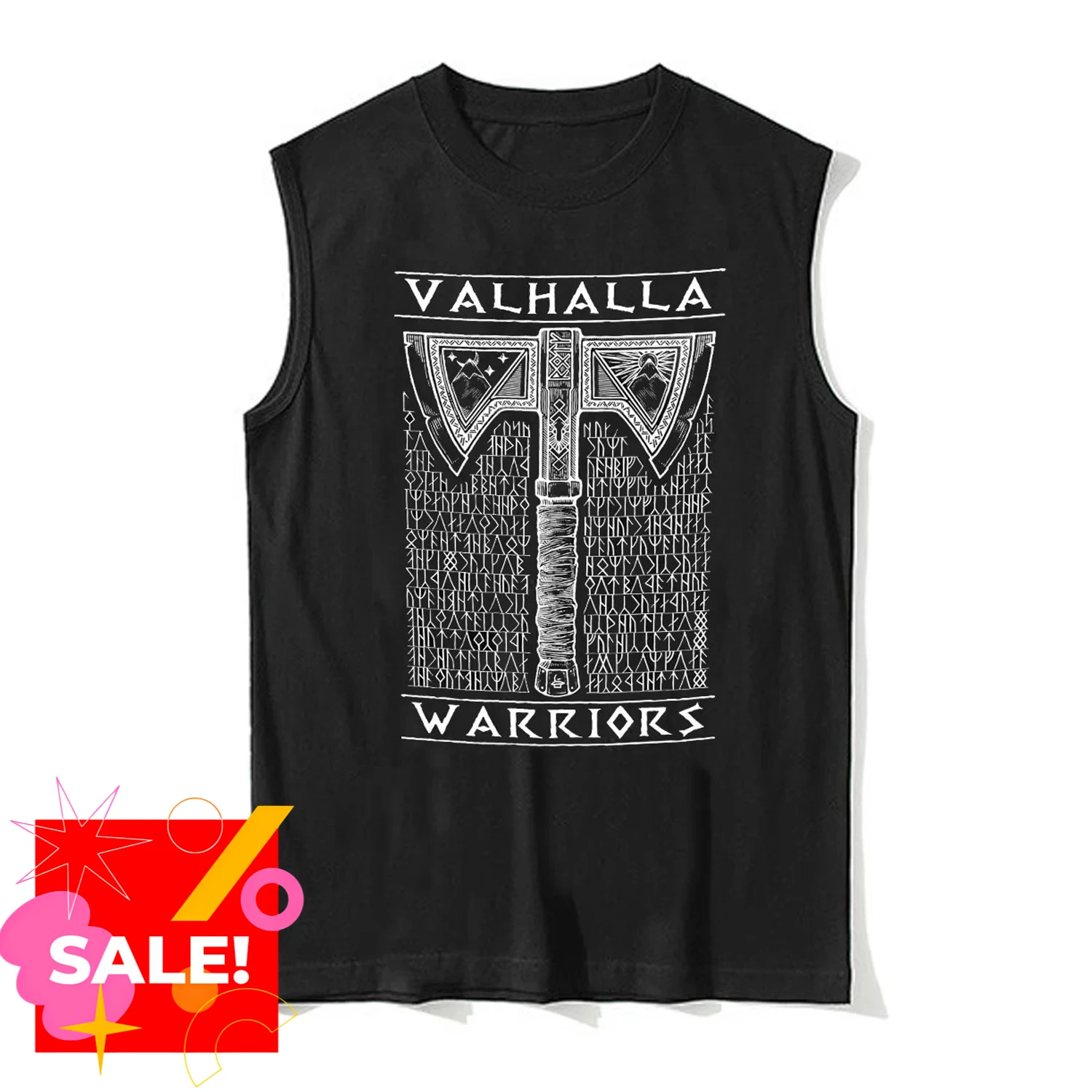 Old Norse Alphabet Nordic Warrior Axe Valhalla Tanktop New 100% Cotton O-Neck Summer Casual Mens Tank Tops Sleeveless T-shirt