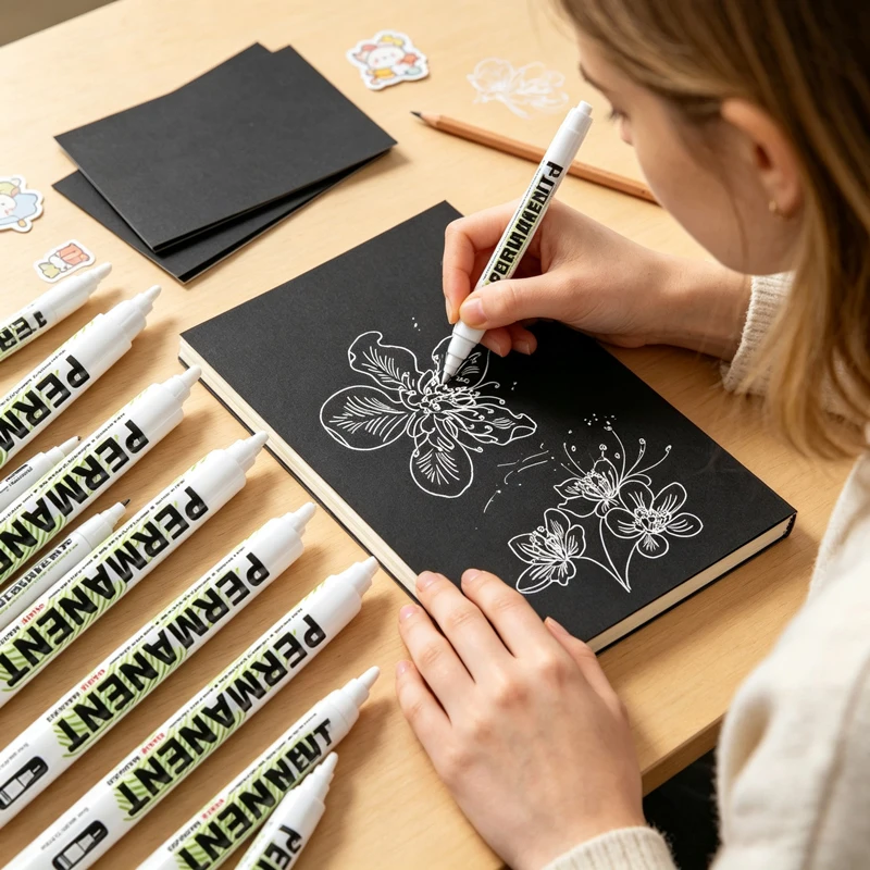 1-20Pcs 1.0mm White Permanent Paint Markers, Waterproof Oil Based Marker Pens for Fabric, Wood, Leather DIY Hand Painting Crafts