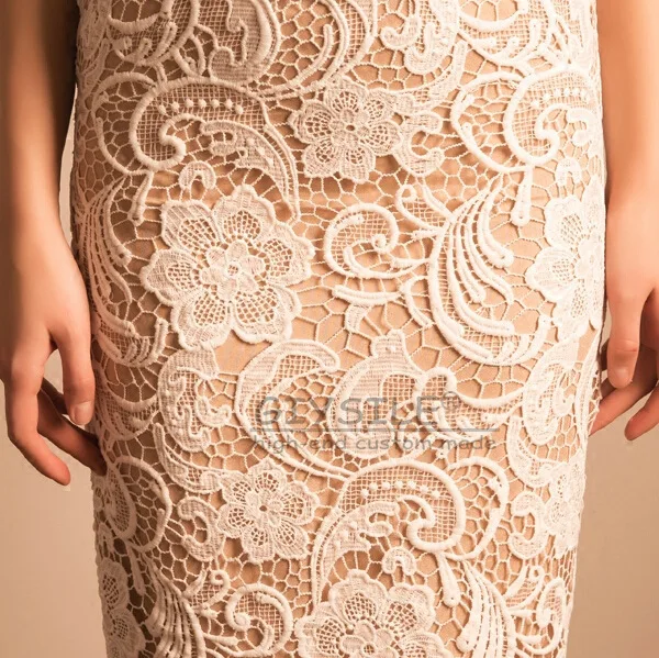 فستان زفاف GIYSILE مخصص 2025 جديد من الدانتيل الأبيض الخفيف بكتف واحد مع خصر حورية البحر متوسط الطول فستان حفلة فيستدوس