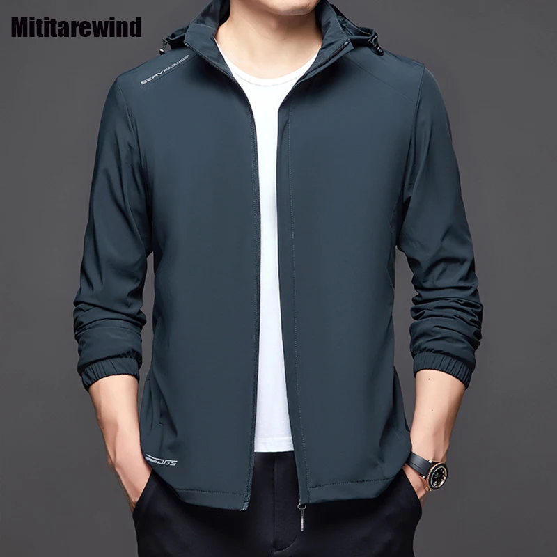 New Spring Fall Jackets for Men Outdoor Casual Loose Jacket Solid Zipper Detachable Hooded Jacket Simple Fashion Waterproof Coat