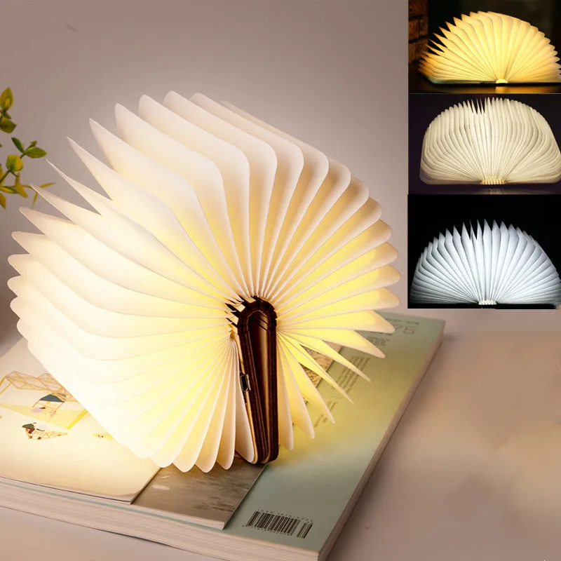 

Foldable Wooden Book Lamp Portable Usb Led Table Lamp Rechargeable Three Sizes Three Colors Night Light Home Decor Book Light