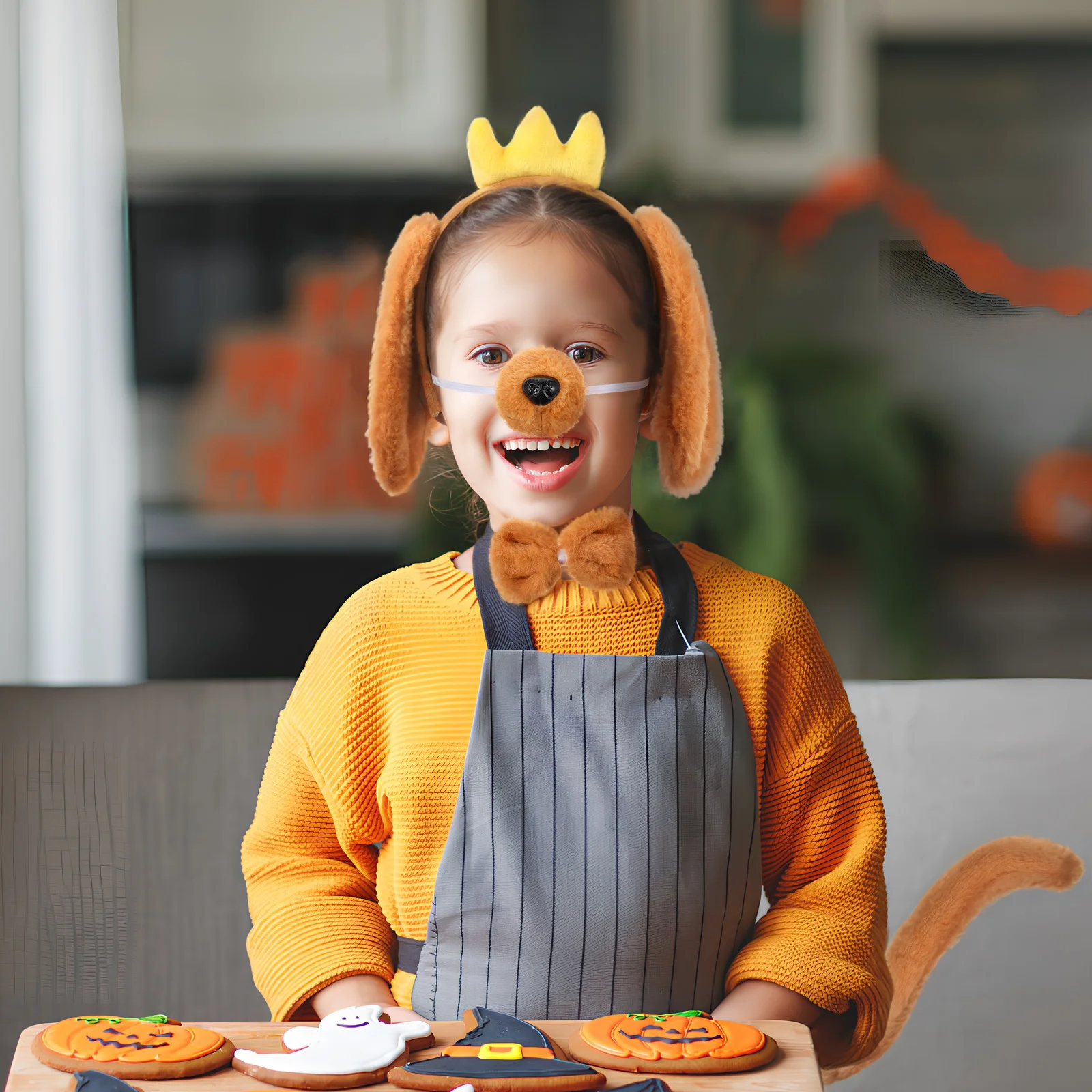 1 مجموعة آذان الكلب عقال زي مجموعة قابل للتعديل الحيوانات الأليفة مثل الملحقات ل تأثيري حفلة الهالوين كابينة تصوير الكفوف قفازات الذيل الدعامة #1