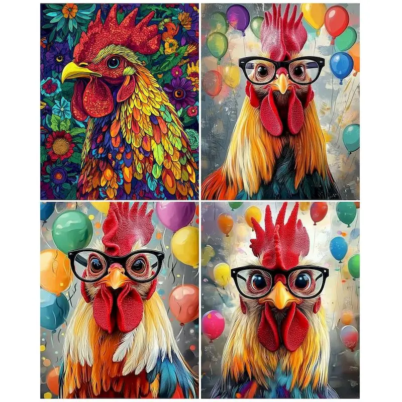 

GATYZTORY Pictures By Numbers Chicken Animal Paint Kit For Adults Drawing By Numbers Set On Canvas For Living Room Unique Gift