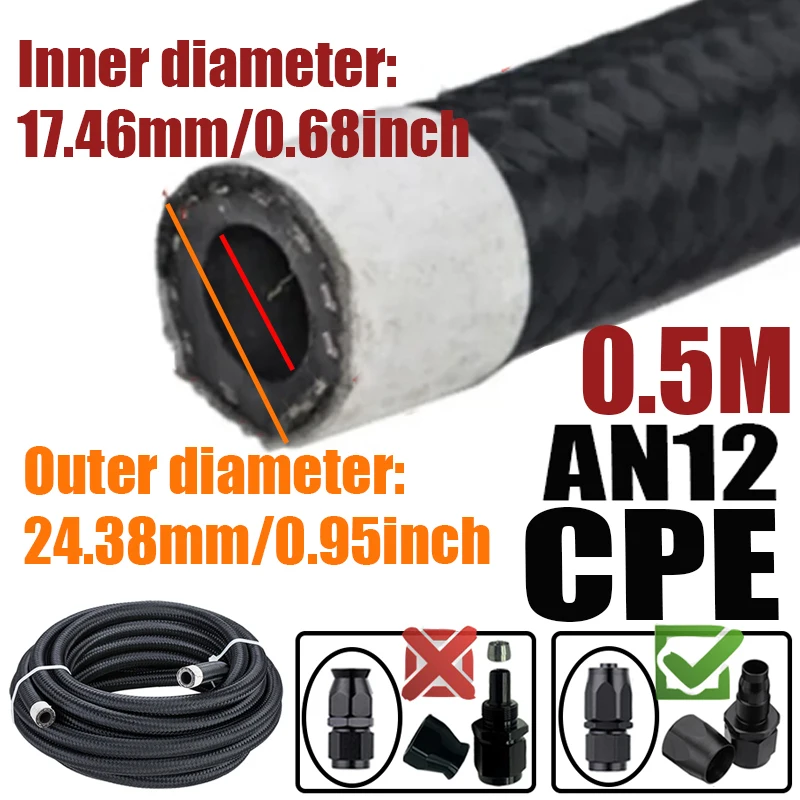 0.5M/1M/1.5M/2M 4an 6an 8an 10an 12an Brandstof Slang Olie Gas Koeler Lijn Buis Buis Nylon Roestvrij Staal Gevlochten Binnenkant Cpe Rubber