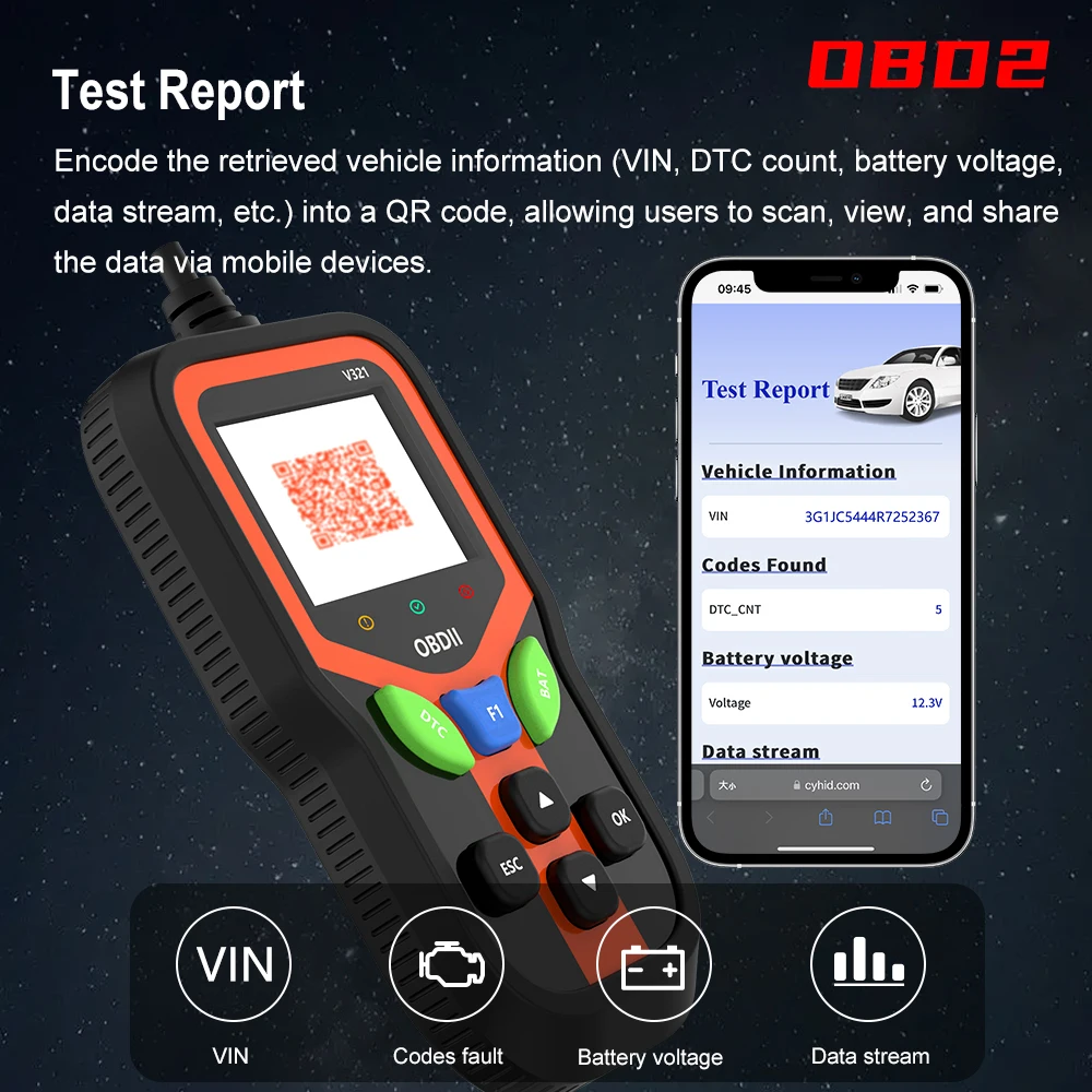 

OBD2 Vehicle Scanner V302 V317 V318 V321 Model Handheld Car Fault Diagnosis Tool Multi-language Real-time Information Reading