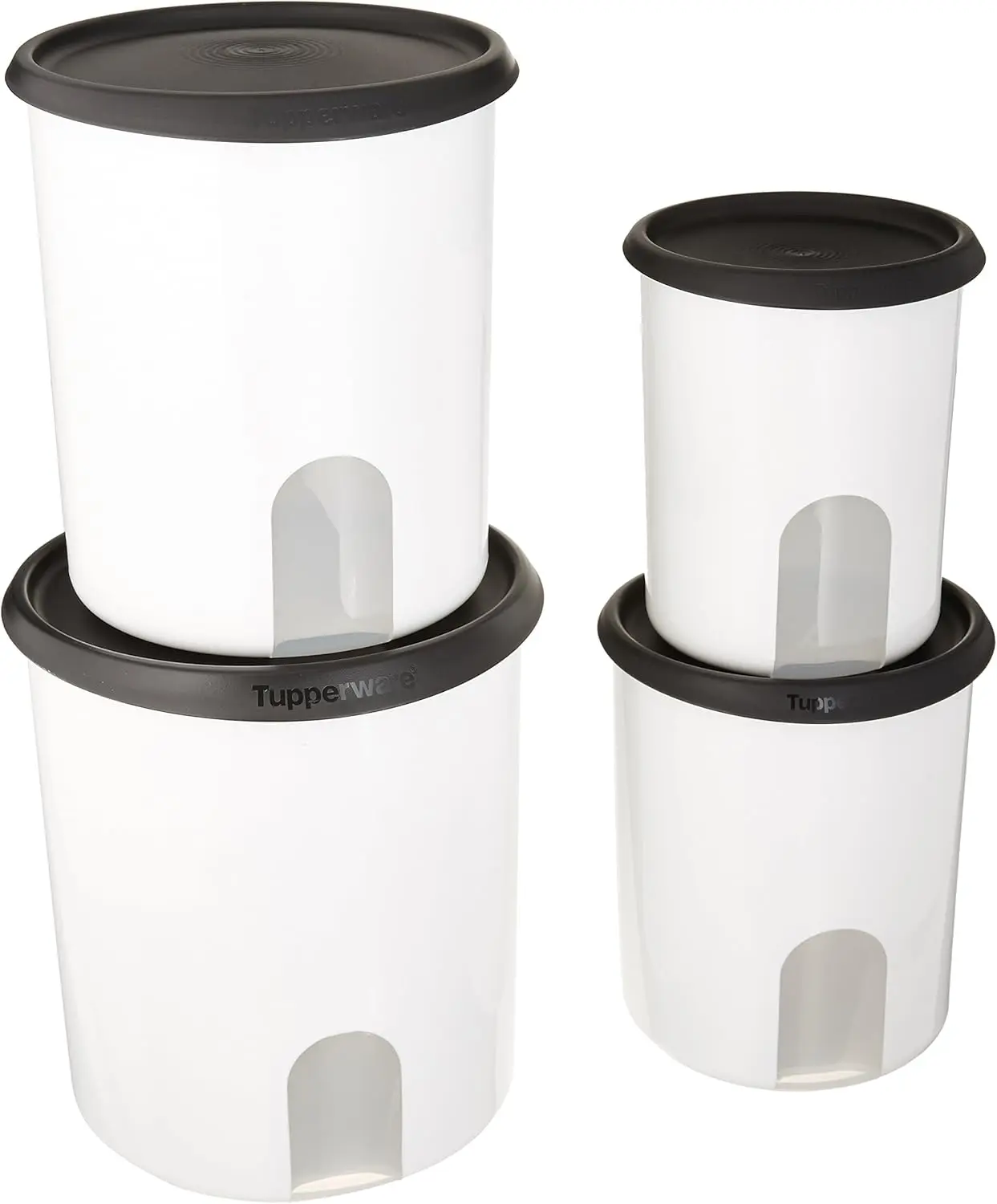 

ONE TOUCH REMINDER 4-PC. CANISTER SET/BLACK WITH NEW DESIGNED SEALS