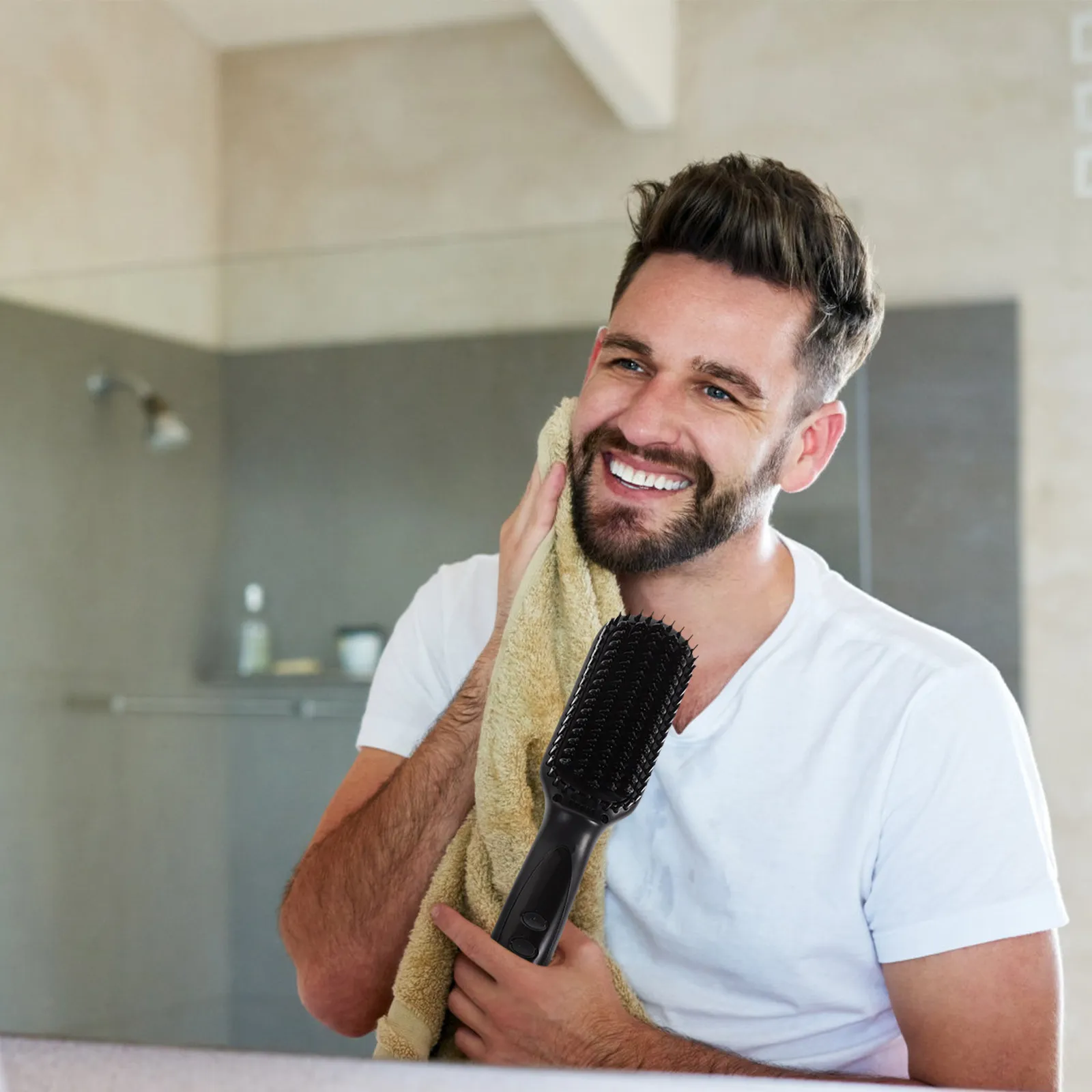 

Electric 6 Gears Multifunctional Straightening Brush for Hair and Beard Styling Tool Ceramic ABS Durable Smooth Shiny Long