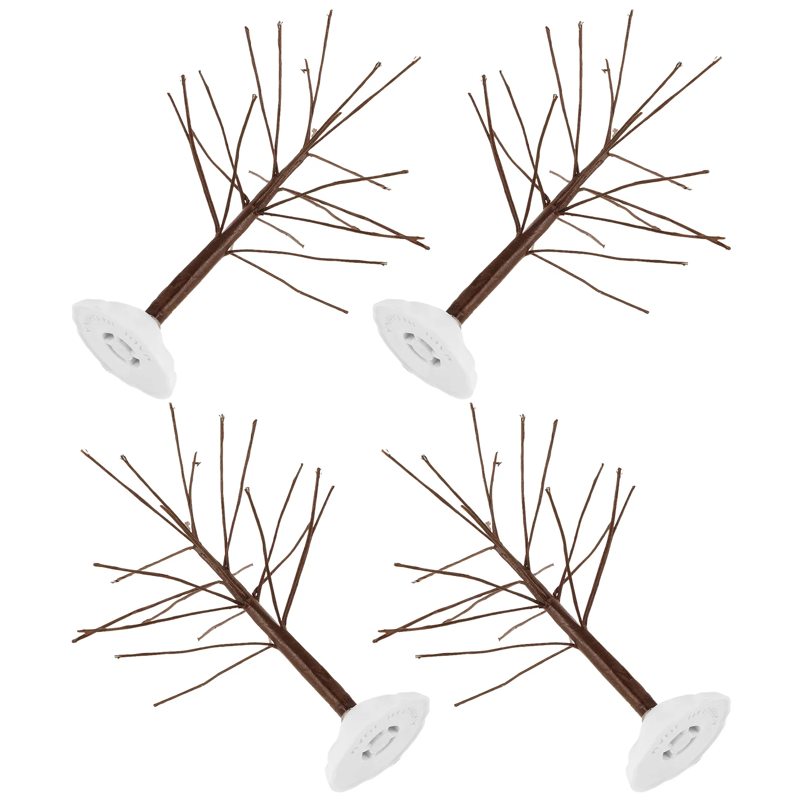 4 Pcs Simulation Tree Twig Artificial Birch Centerpiece Lit Twinkling Display Trees for Crafts Mini Miniature Halloween