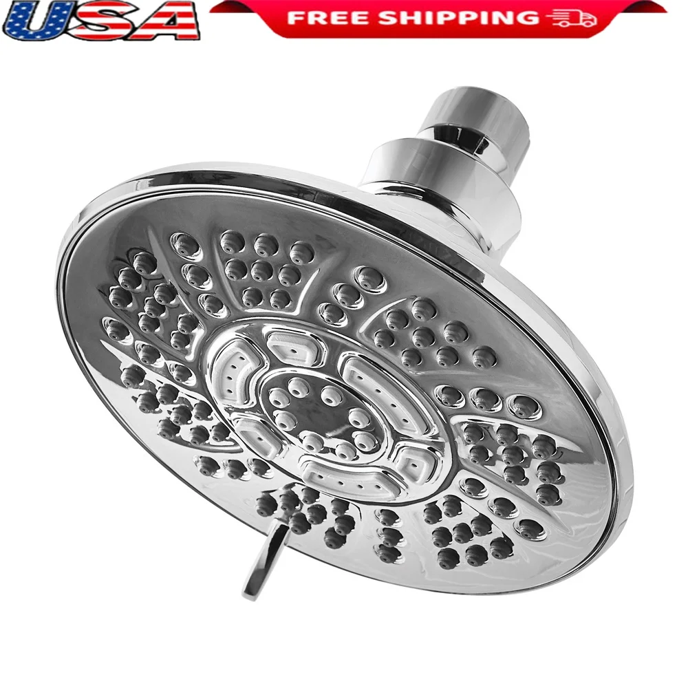 

Хромированная насадка для душа с 6 наборами, 5,8 дюйма, насадки для очистки оттирания, установка без инструментов, регулируемый поток, экономия воды, полный распылитель, массаж