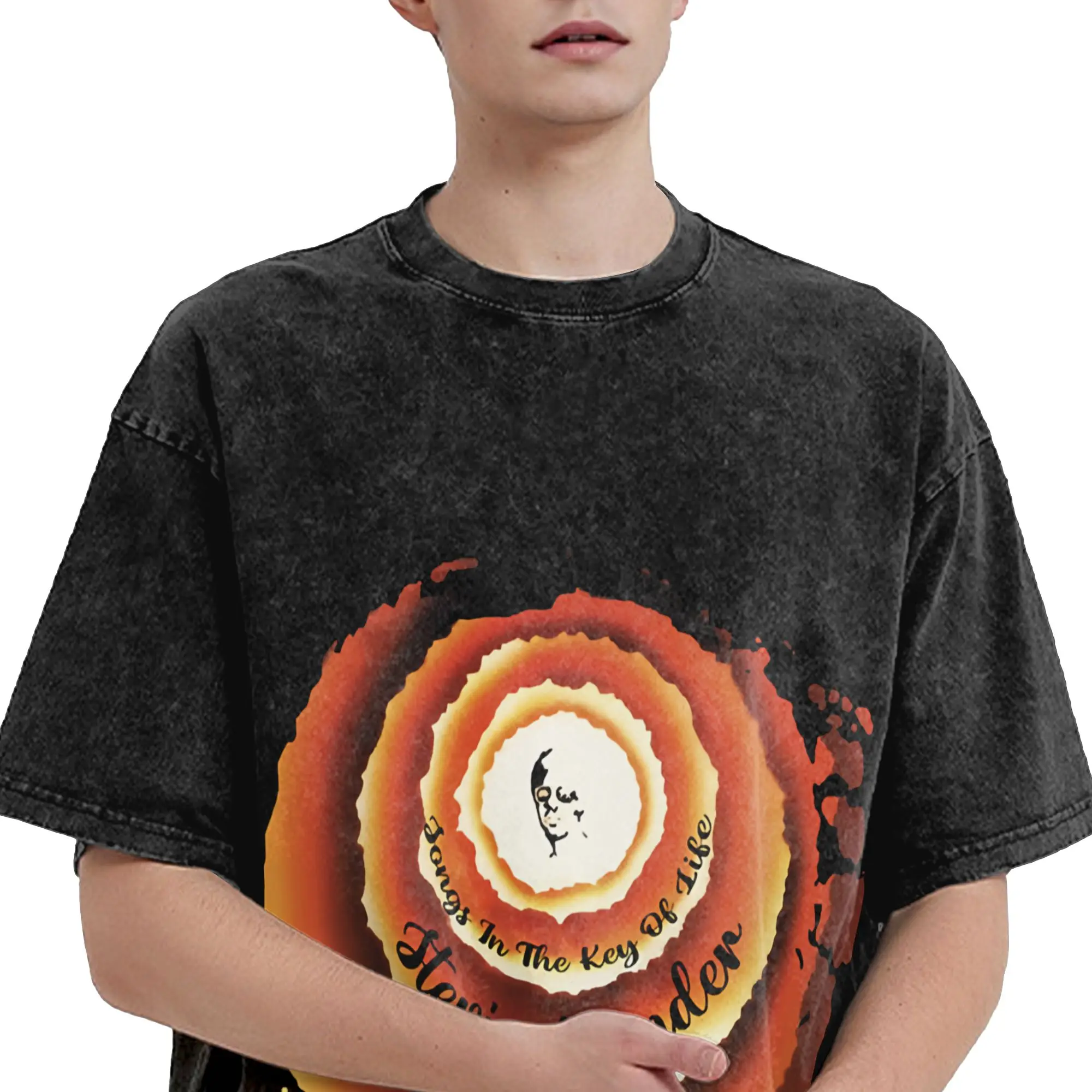 Harajuku Washed Shirts Stevie Wonder Songs in The Key of Life 50th Anniversary Tour  Merch Vintage T Shirt Oversize  Streetwear