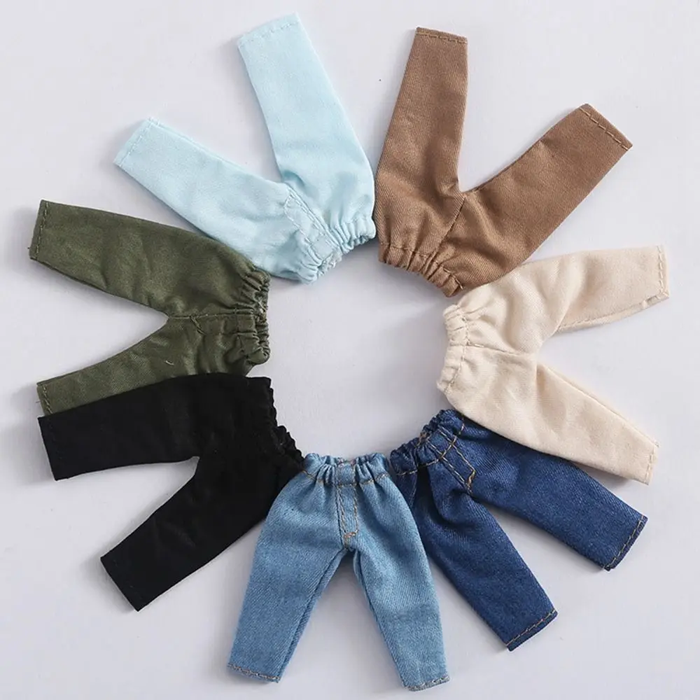 Fashion Clothes Trousers For 1/11 OB11 Dolls 1/12 Bjd Doll Clothes Denim Pants DIY Obitsu 11 Doll Clothes Accessories Toys