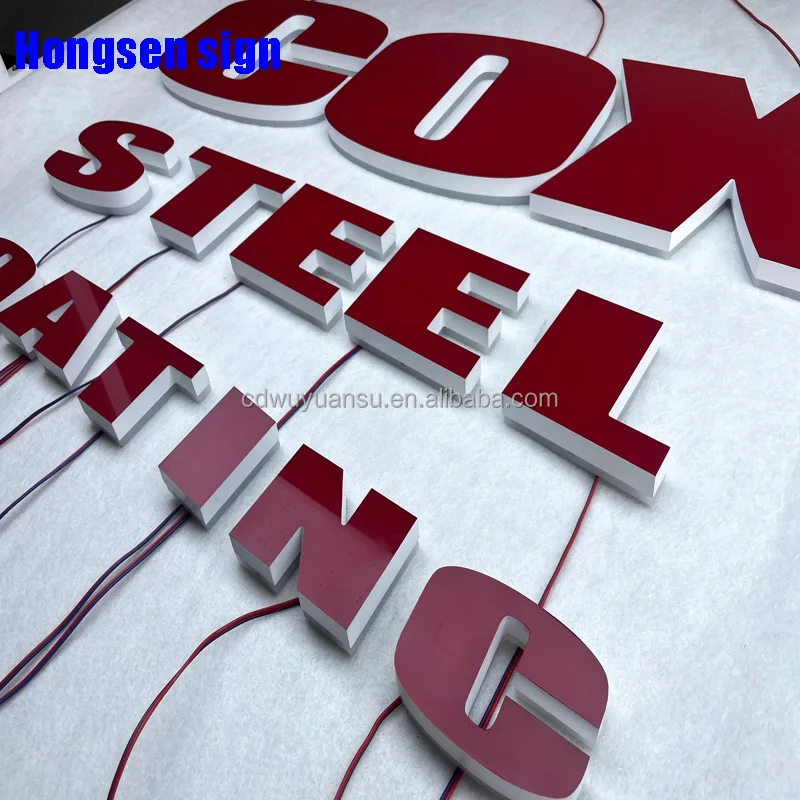 Hongsen custom led Stainless steel logo letters led signs outdoor