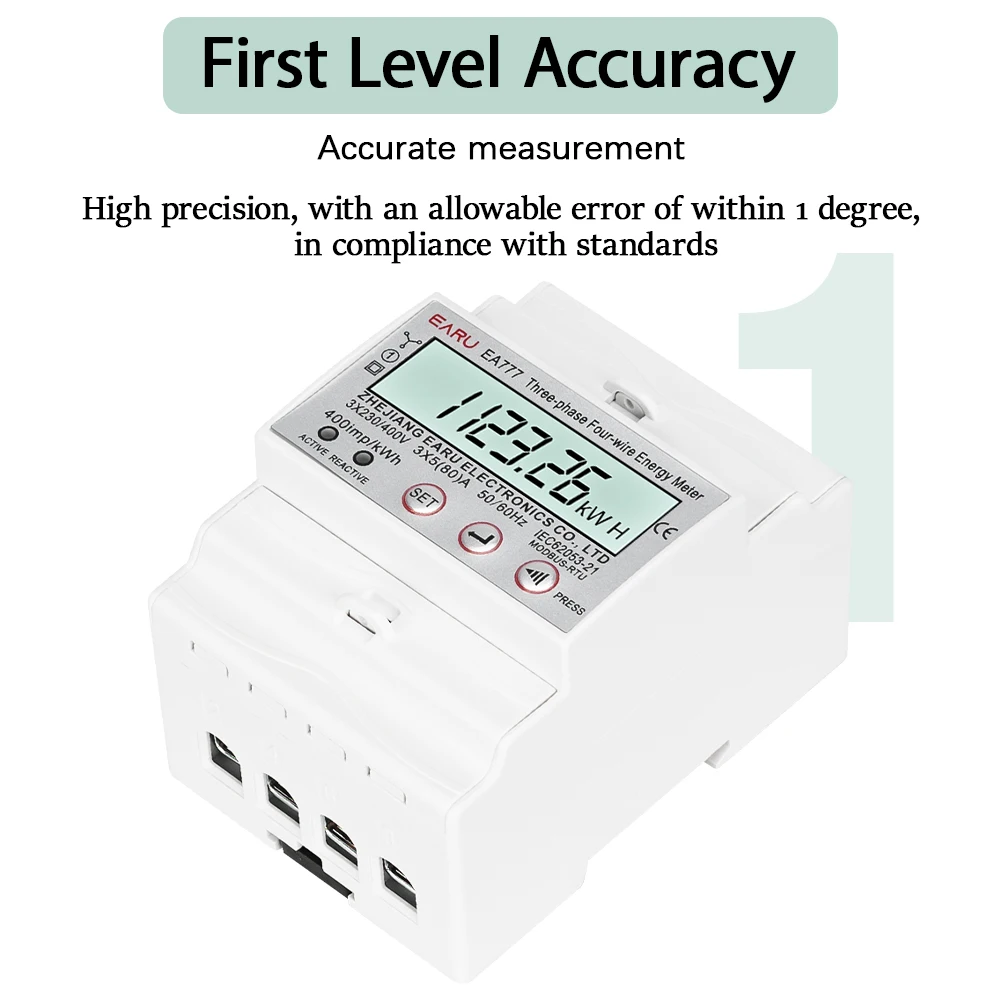 EARU Dreiphasiger Digitaler Bidirektionaler Stromverbrauchsmesser kWh Elektrizitätsenergie-Monitor mit RS485 LCD-Hintergrundbeleuchtung – Detail 12