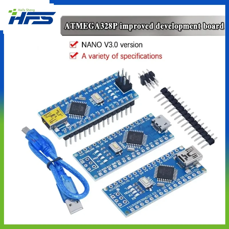 Плата плата совместимая с контроллером arduino Nano 3,0 Atmega328, плата макетная с модулем WAVGAT без USB V3.0, 1 шт.