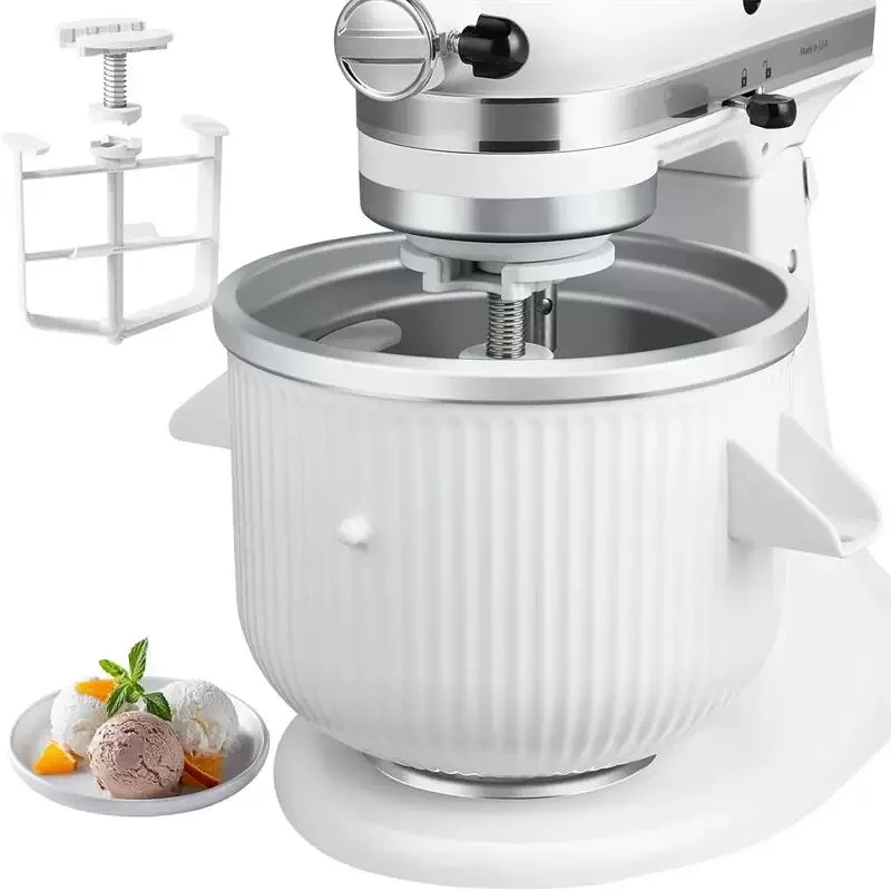 Accesorio para máquina de helados para batidora de pie KitchenAid, tazón de helado compatible con batidoras de pie más grandes de 4,5 cuartos