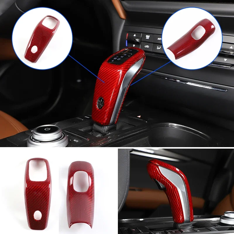 Vera fibra di carbonio Per Maserati Ghibli Levante Quattroporte 2019-2023 auto Gear Shift Testa Pomello Della Copertura adesivo accessori auto