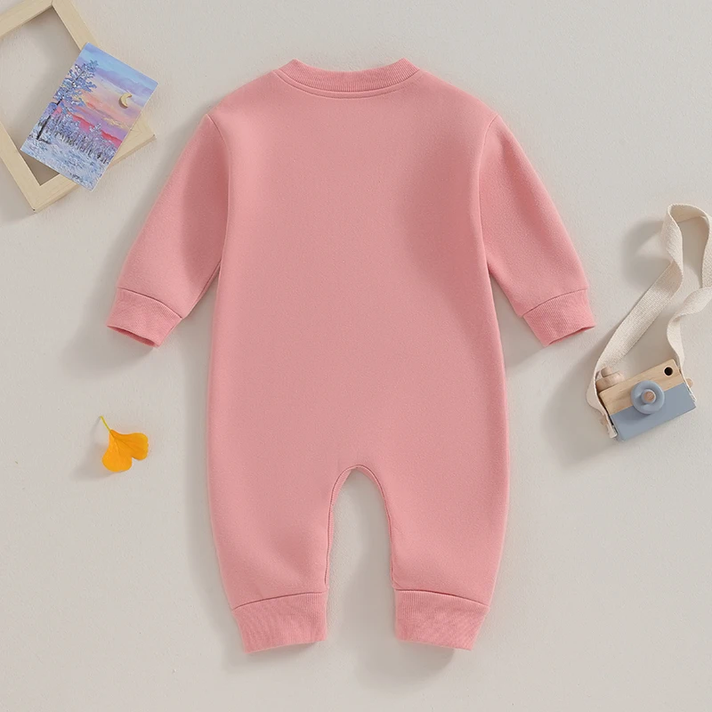 Toddler Infant Baby Sweatshirt Romper Solid Color Fleece Long Sleeve Round Neck Jumpsuit for Newborn Cute Clothes image 3