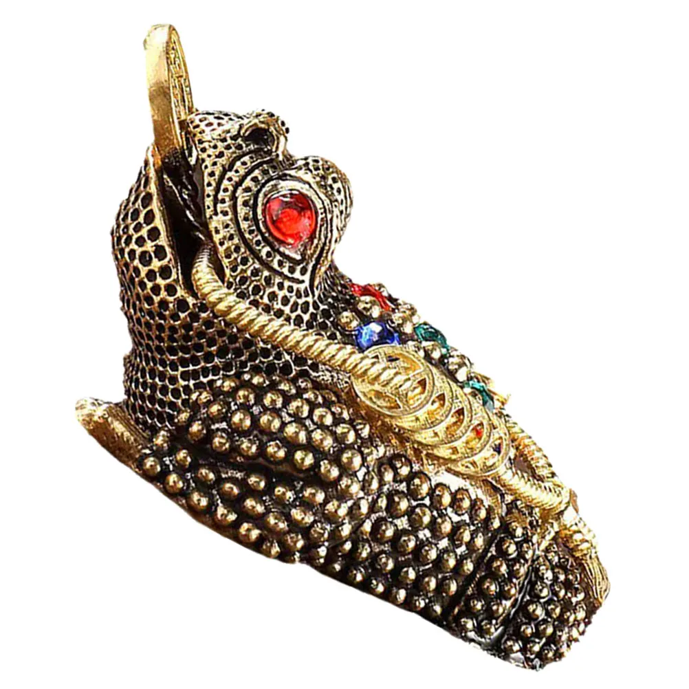 

Golden Toad nament Copper Fengshui Decor 9x5 3x4cm Desktop Statue Adornment Office Living Room Study Craft Gift