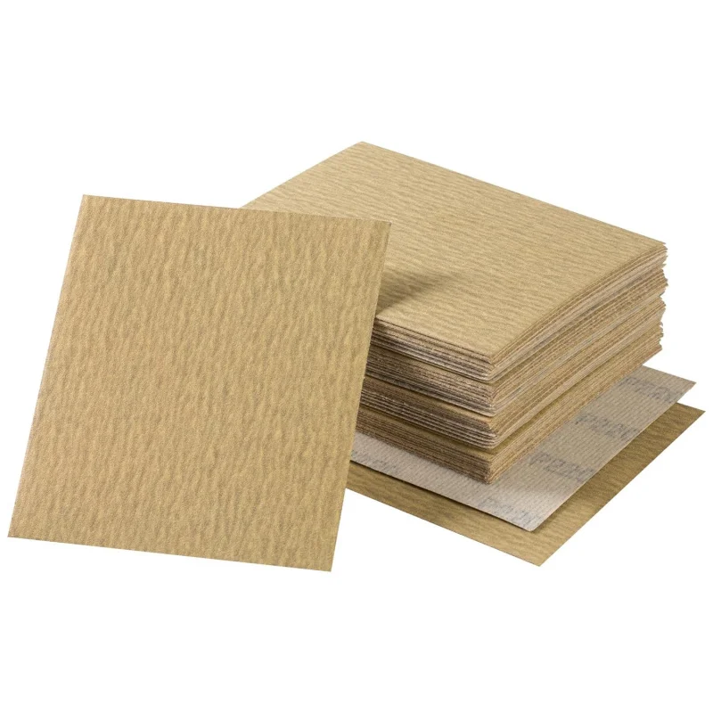 1/4 Sheet 4.5 x 5.5 In Gold with Hoop and Loop Backing 40-1000Grit Sandpaper for Palm Sander Sanding