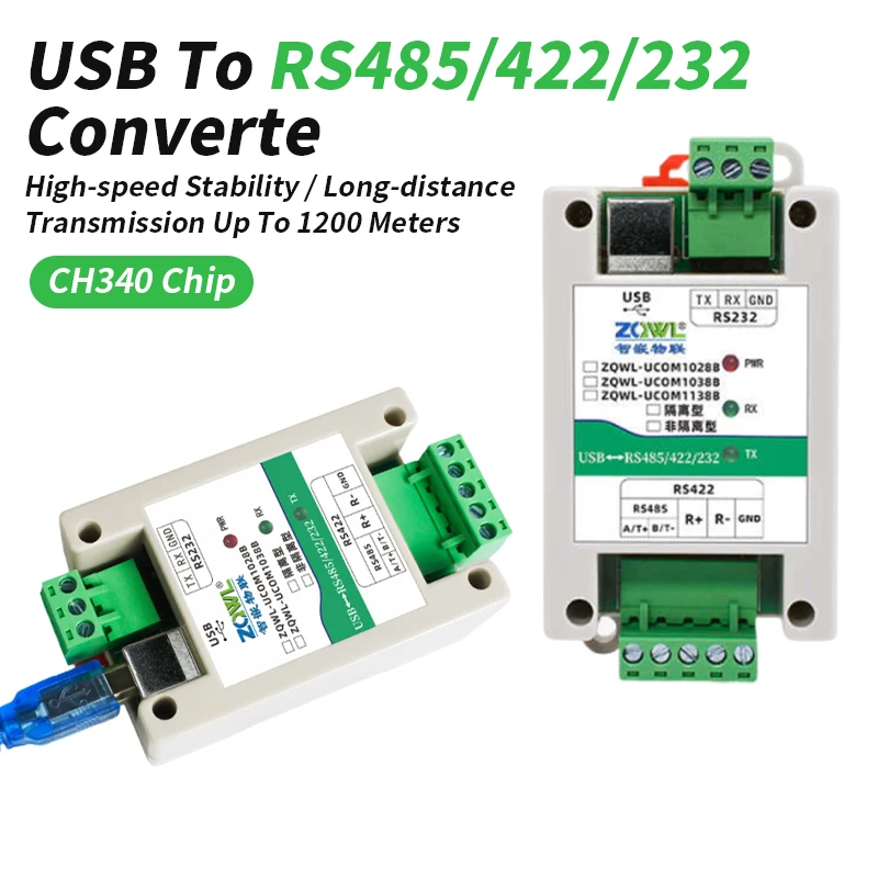 USB to RS485/422/TTL Converter 232 Serial Cable DB9 9 Pin Communication Isolation CH340 Chip Adapter Non-isolated/Isolated