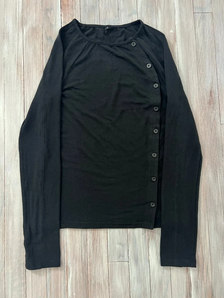 Y2K Sweatshirt Pure Color Simple Design Couple Loose Round Neck Women Top Retro Hip-hop Street Corner Casual Pullover Top Emo
