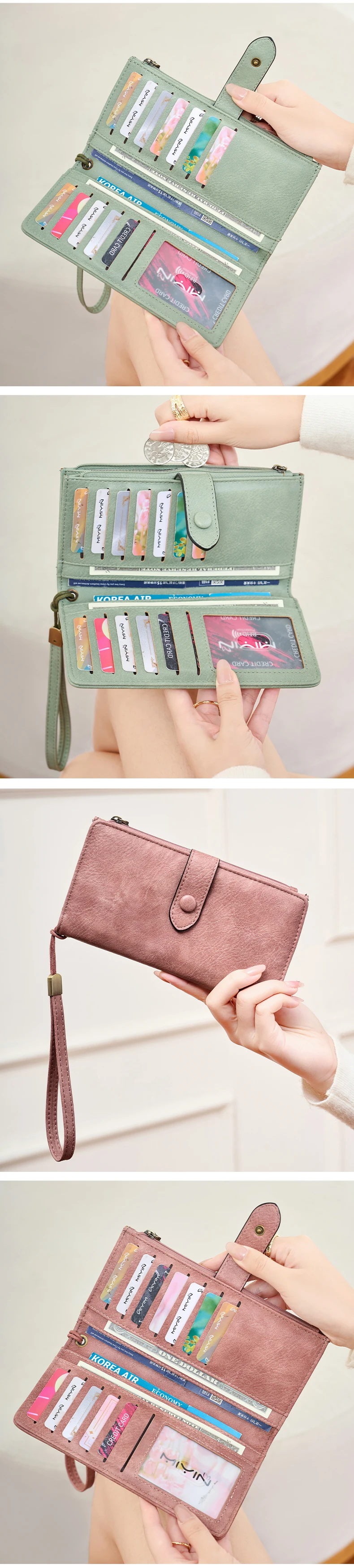Ultradünne Tragbare Bi-Fold Damen-Geldbörse RFID-geschützter Kreditkartenhalter/Clutch Minimalistischer Multifunktionaler Münzbeutel – Detail 6