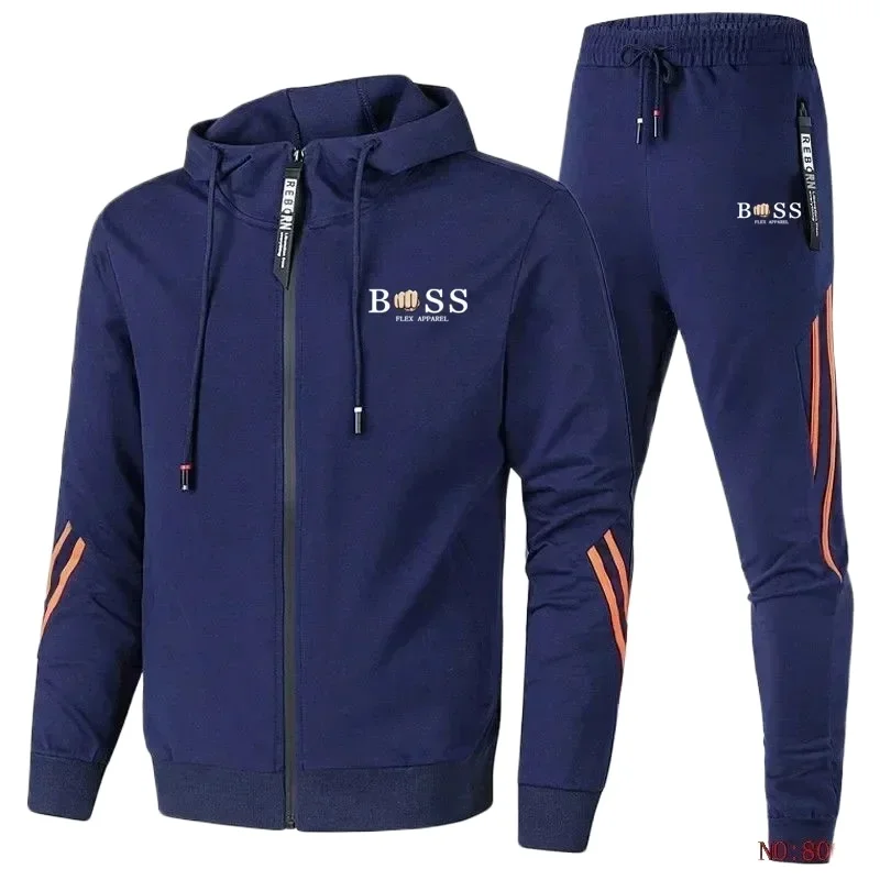 

Men's Sets Zip Hoodie+Pants 2-piece Set 2025 Spring New Fashion Sports Brand Set Men's Casual Fitness Jogging Sportswear Suit