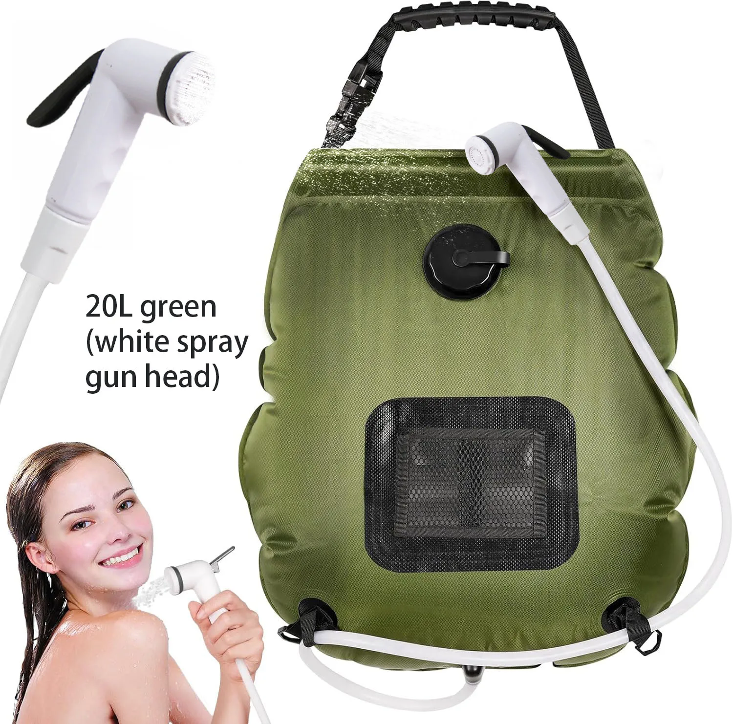 

20L Outdoor Camping Shower Water Bag Solar Heating Portable Shower Camping Hiking Climbing Bath Equipment Removable Hose on/Off