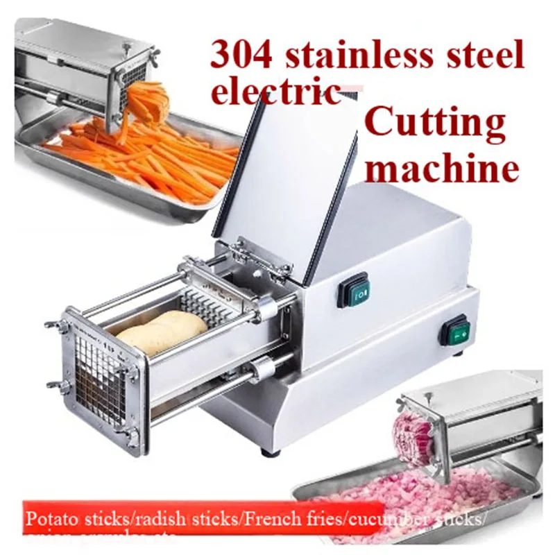 Cortadora de patatas eléctrica, máquina comercial automática para patatas fritas, pepino, rábano, lechuga, patata dulce, rebanadora de tira larga