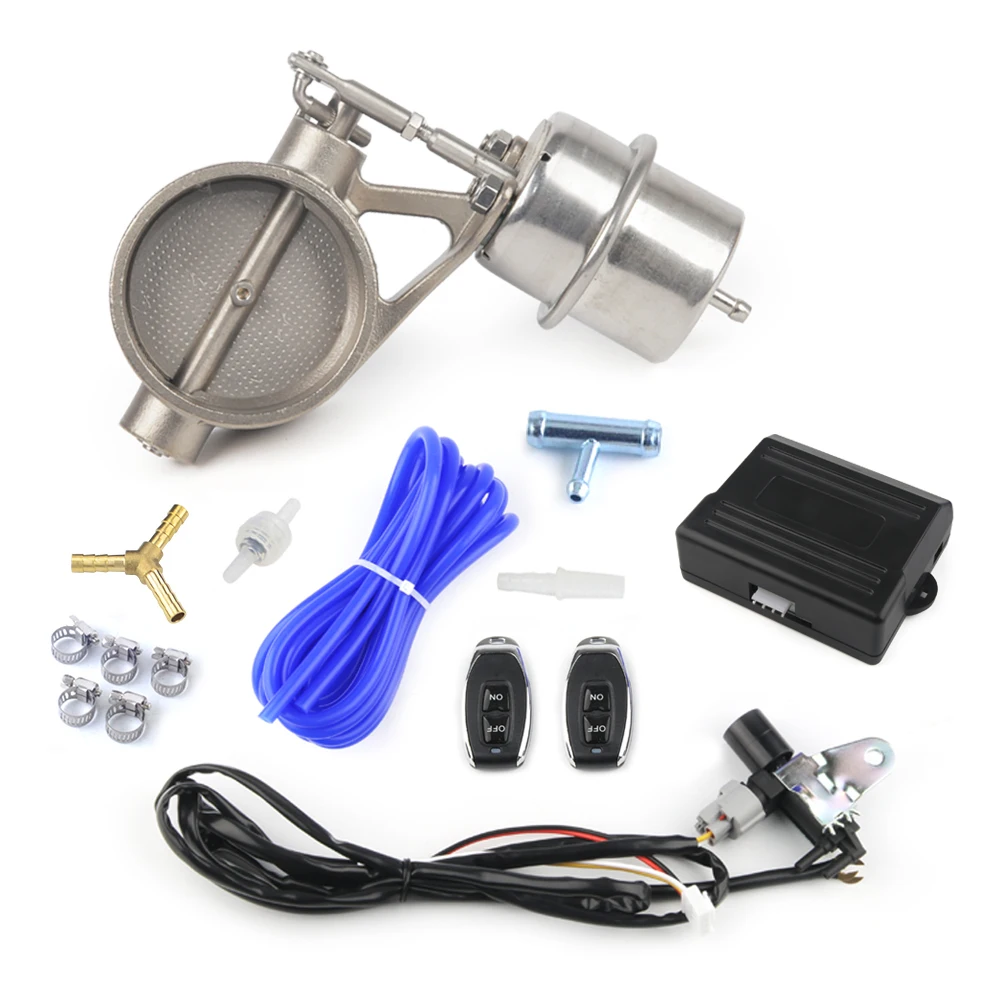 Exhaust Control Valve Set With Vacuum Actuator CUTOUT 2 2.36 2.5 2.75 3 3.5inch Pipe CLOSE STYLE with Wireless Remote Controller