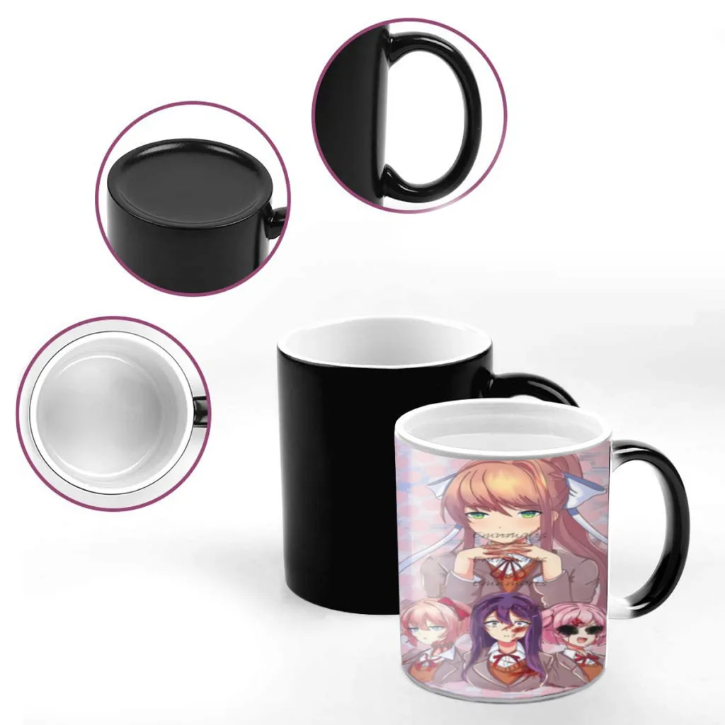 DDLC D-Doki L-Literature Coffee Mugs Creativ Color Changing Milk Tea Cup Ceramic Magic Heat Sensitive Mug Gifts