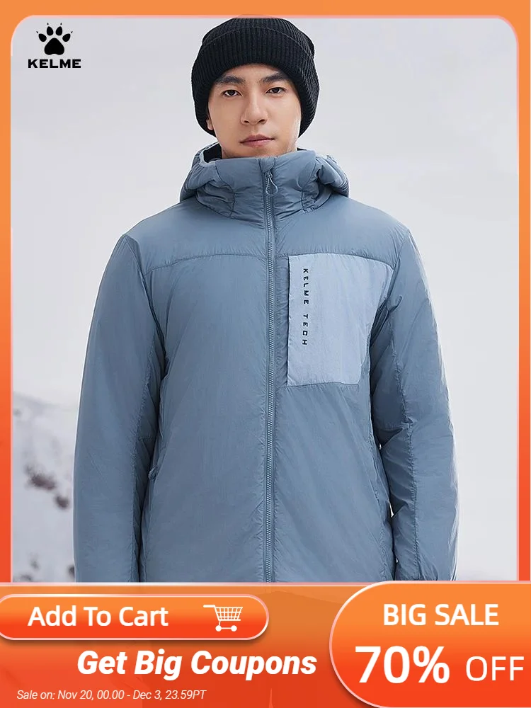 

Kelme Lightweight Hooded Outdoor Cotton Jacket For Men, Winter Cold And Windproof Warm Hiking And Mountaineering Jacket