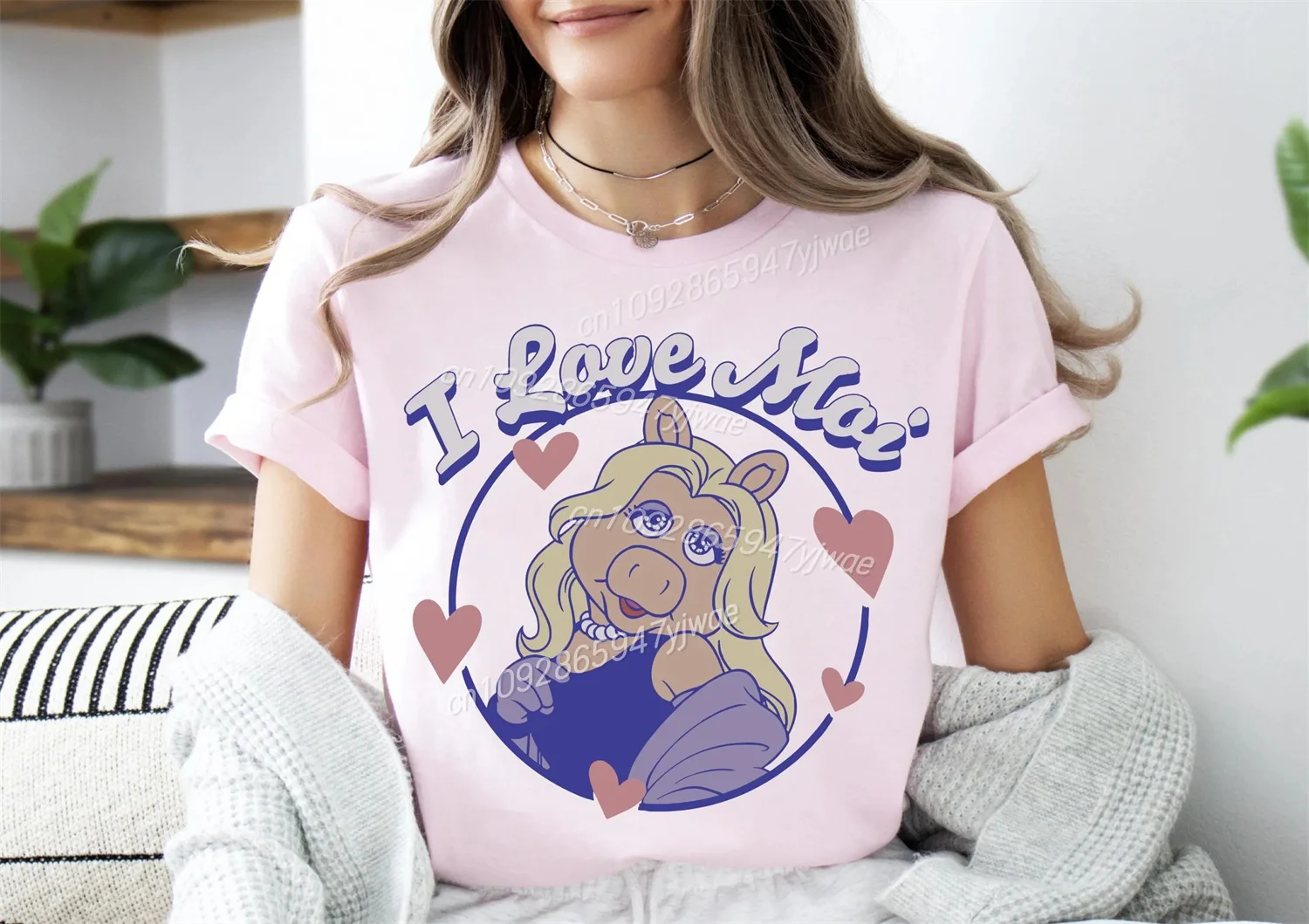 

Disney Muppers Show Miss Piggy Icon Poster Retro Shirt Cute Miss Piggy Casual Vacation Cotton Tee Women's Loose Comfortable Top