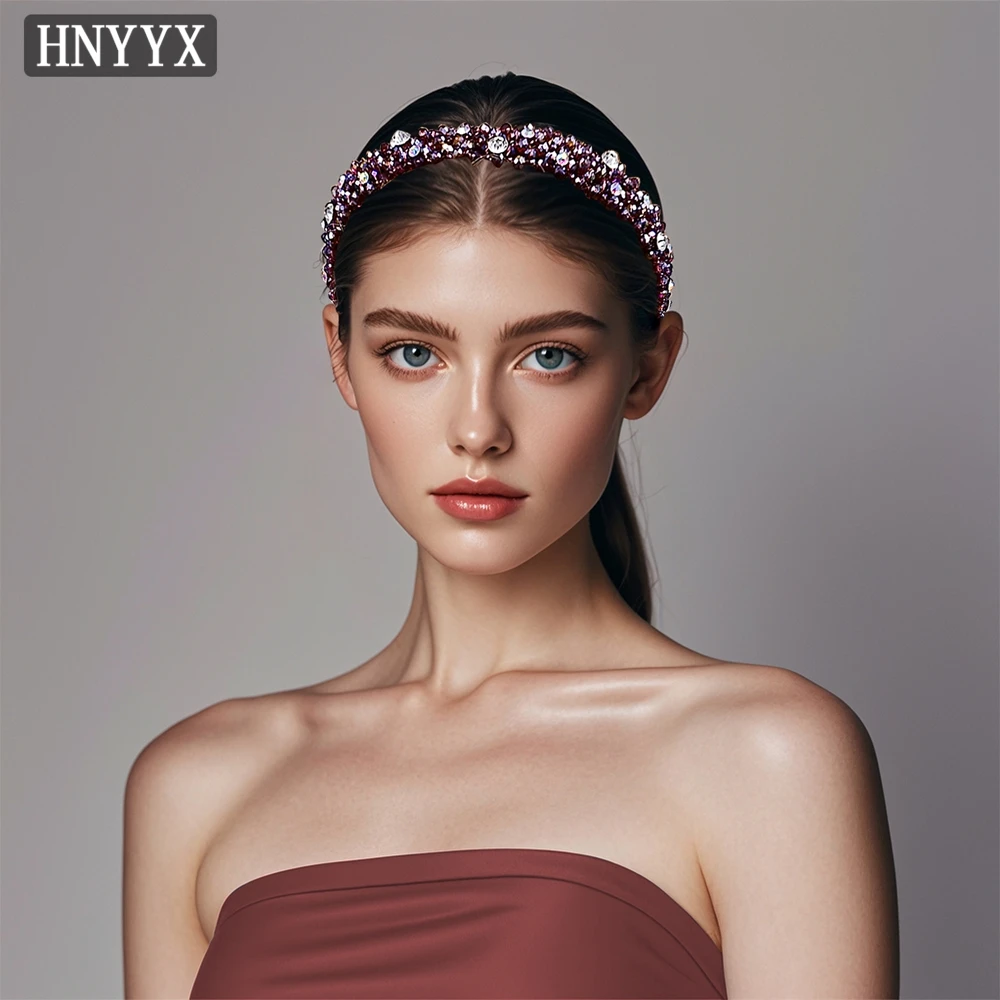 

YouLuPan French Bridal Minimalist Wedding Headband With Purple Water Diamond Inlaid Women's Daily Banquet Party Headwear YXA54