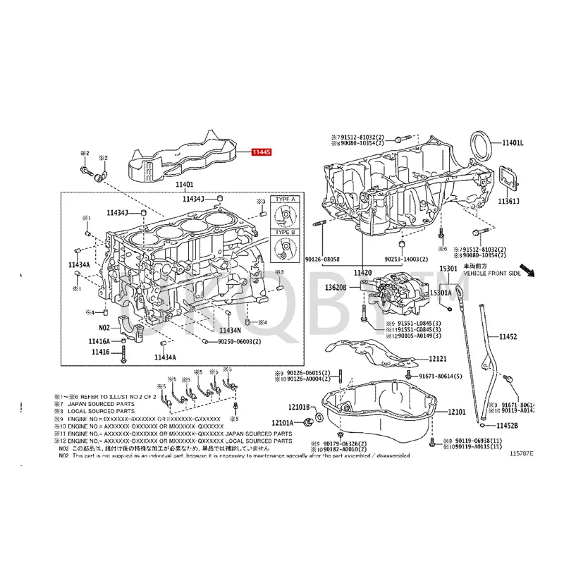 1144536010 To yo ta Visa Highlander Jieluqi Cylinder block water jacket gasket