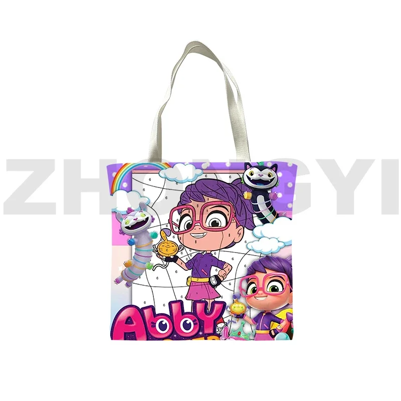 Abby Hatcher Coloring Book Canvas Tote Bag Harajuku Reusable Shopping Bag 3D Cartoon Big Canvas Bag Anime Abby Hatcher Tote Bags