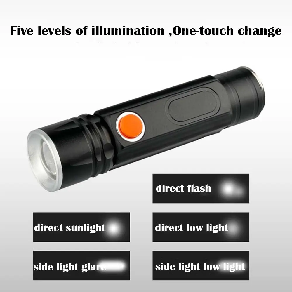 2 Pcs COB Side Light USB Rechargeable Flashlights Super Bright High Power Outdoor Emergency Light Mini Waterproof