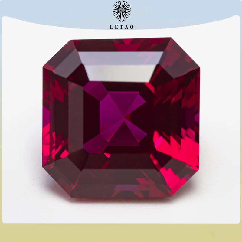 

Top Lab Grown Ruby Red Color Square Asscher Cut VVS1 Gemstone Charms DIY for Jewelry Making Material Selectable AGL Certificate