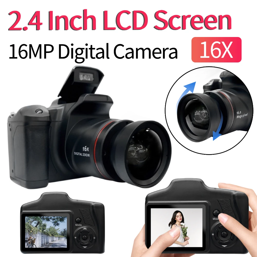16MP Digitalkamera mit 2,4-Zoll-LCD-Bildschirm Vlogging-Kamera 16X Digitalzoom Camcorder Videorecorder für Fotografie Video