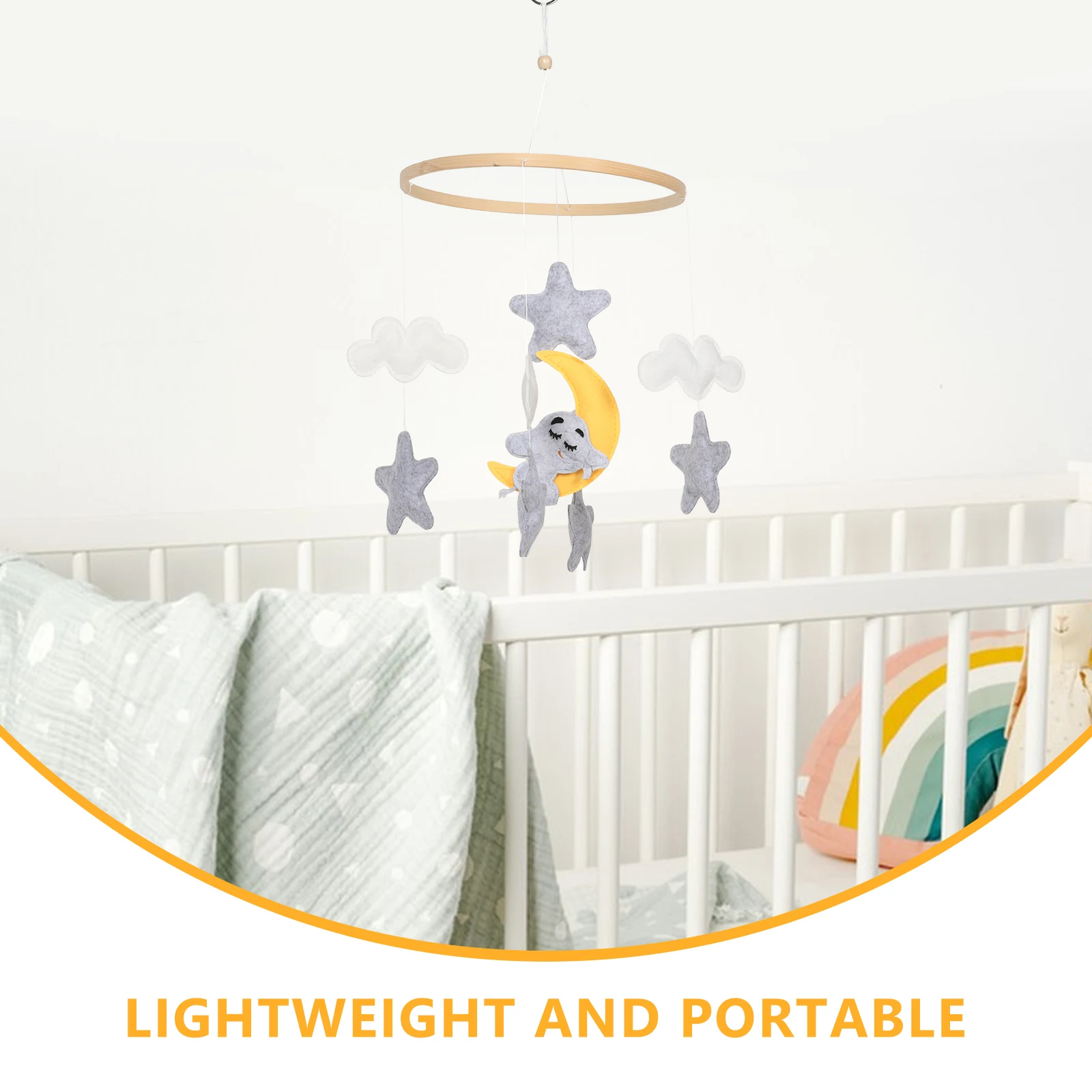 Meuble de berceau en feutre d'animaux, éléphant, nuage, étoile, décoratif, suspendu pour bébé, Stimulation visuelle, Mobile Montessori