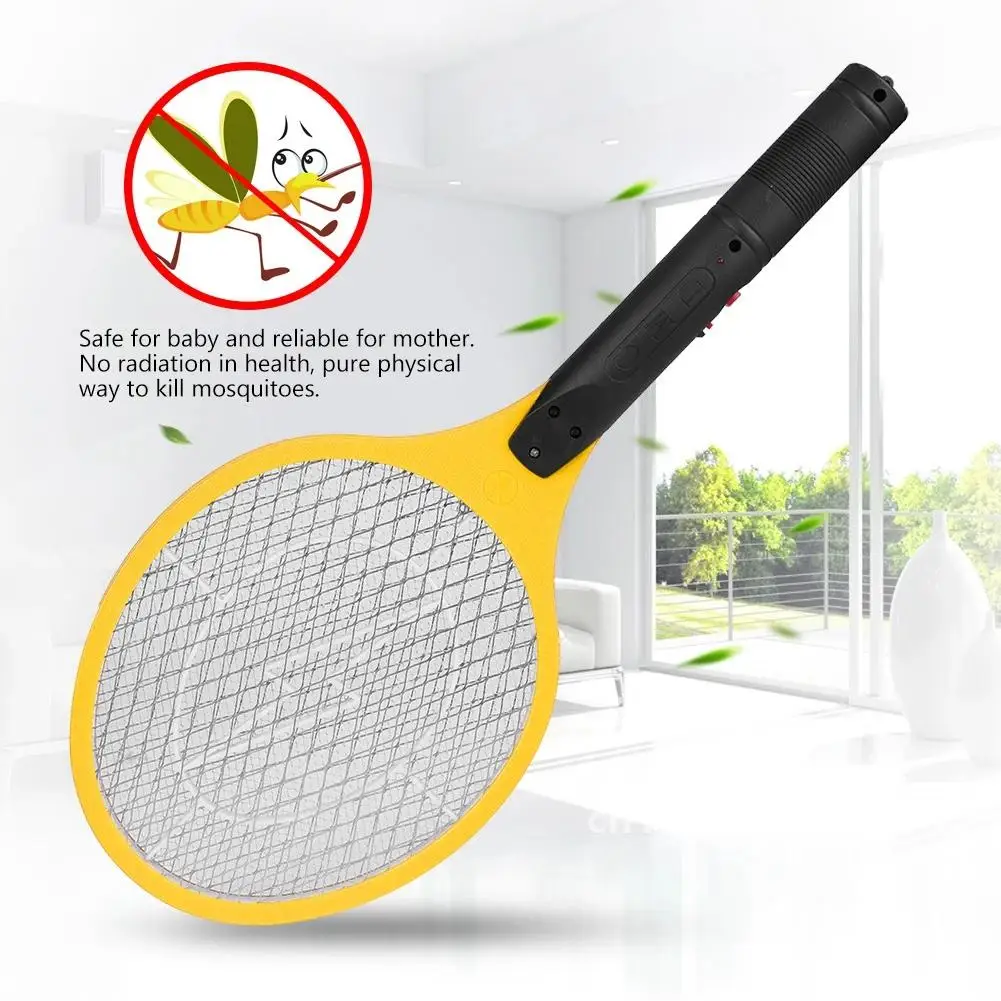 

EU Plug Rechargeable Electric Mosquito Racket Killer Handheld Bug Zapper Swatter to Fry Flies and Insects Pest Control Supply