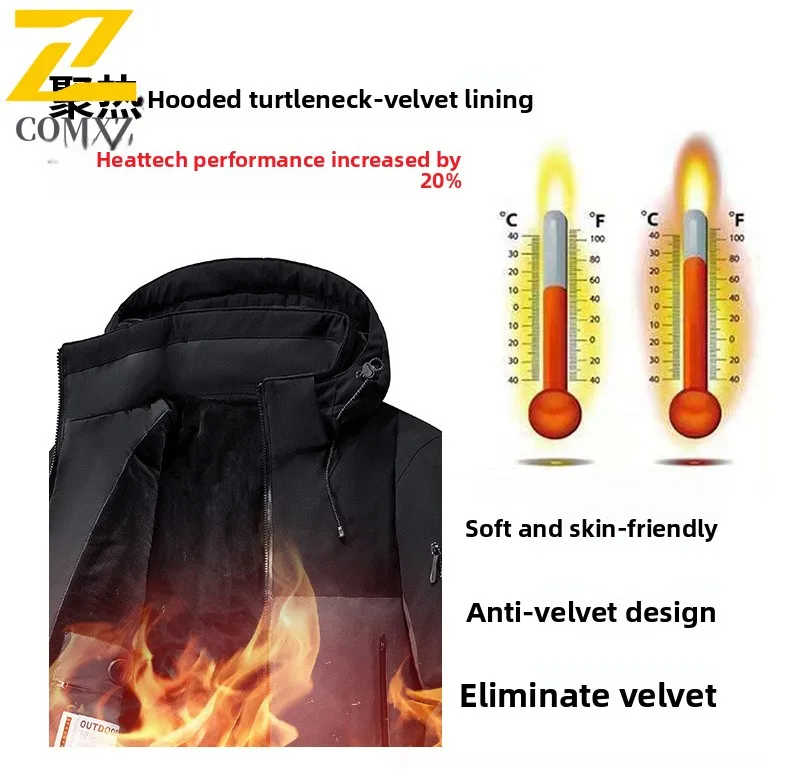 سترة قطن شحن للرجال 2025 إصدار جديد مع سترة مخملية سميكة مضادة للدفء البارد سترة تخييم شتوية للتزلج في الهواء الطلق