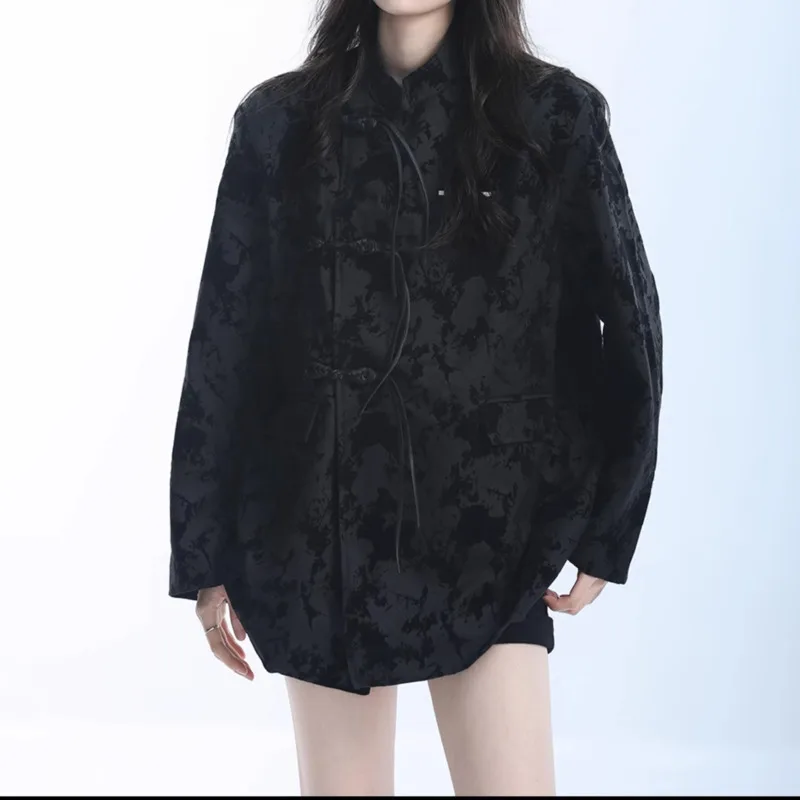 KWTX Giacca da donna con stampa a blocchi di colore casual Streetwear Giacca chic con bottoni a rana Moda primavera estate 2025 di alta qualità