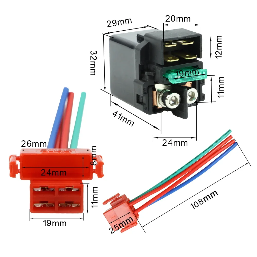 Starter Relay Solenoid Plug for Kawasaki ZX750 Honda CB150 CBR 600 954 1000 CB CMX250 CRF250X CX500R F2 F3 F4 VF RVT ST VFR VT