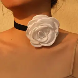 Long Rope Flower Choker Fashion with Large Flower Adjustable Wedding Necklace Neck Accessories Choker Necklace Women
