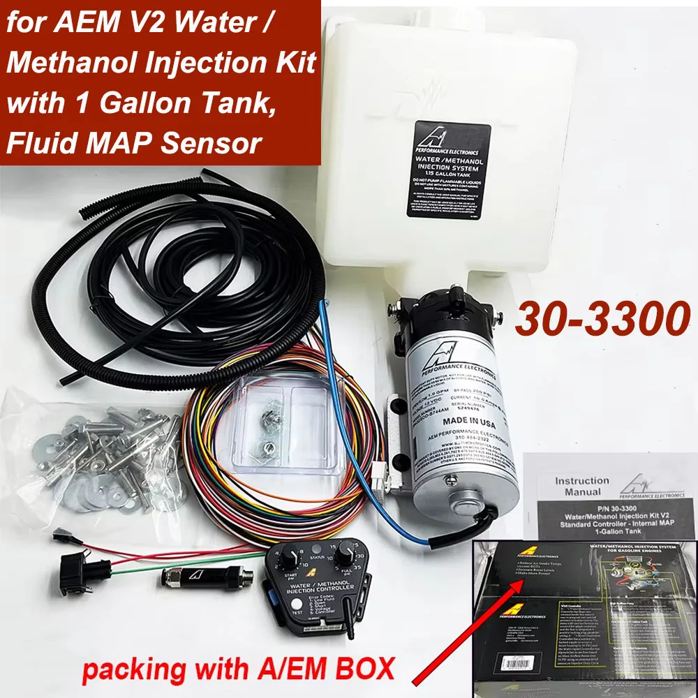 New,for AEM Electronics 30-3300 V2 Water/Methanol Injection Kit 1 Gallon Tank w/ Fluid MAP Sensor 303300, Made In US + Warranty