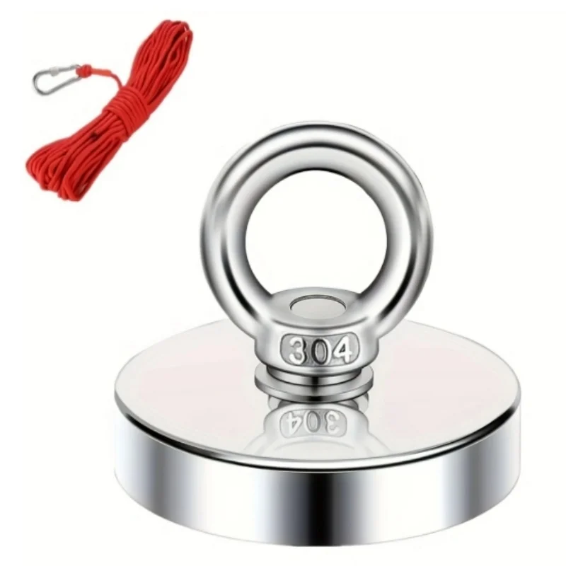 

[Magnet Lifting Tool] 2pcs/set 48mm Neodymium Fishing Magnets| Equipped with Lifting Rings and Ropes for Rivers, Deep Sea