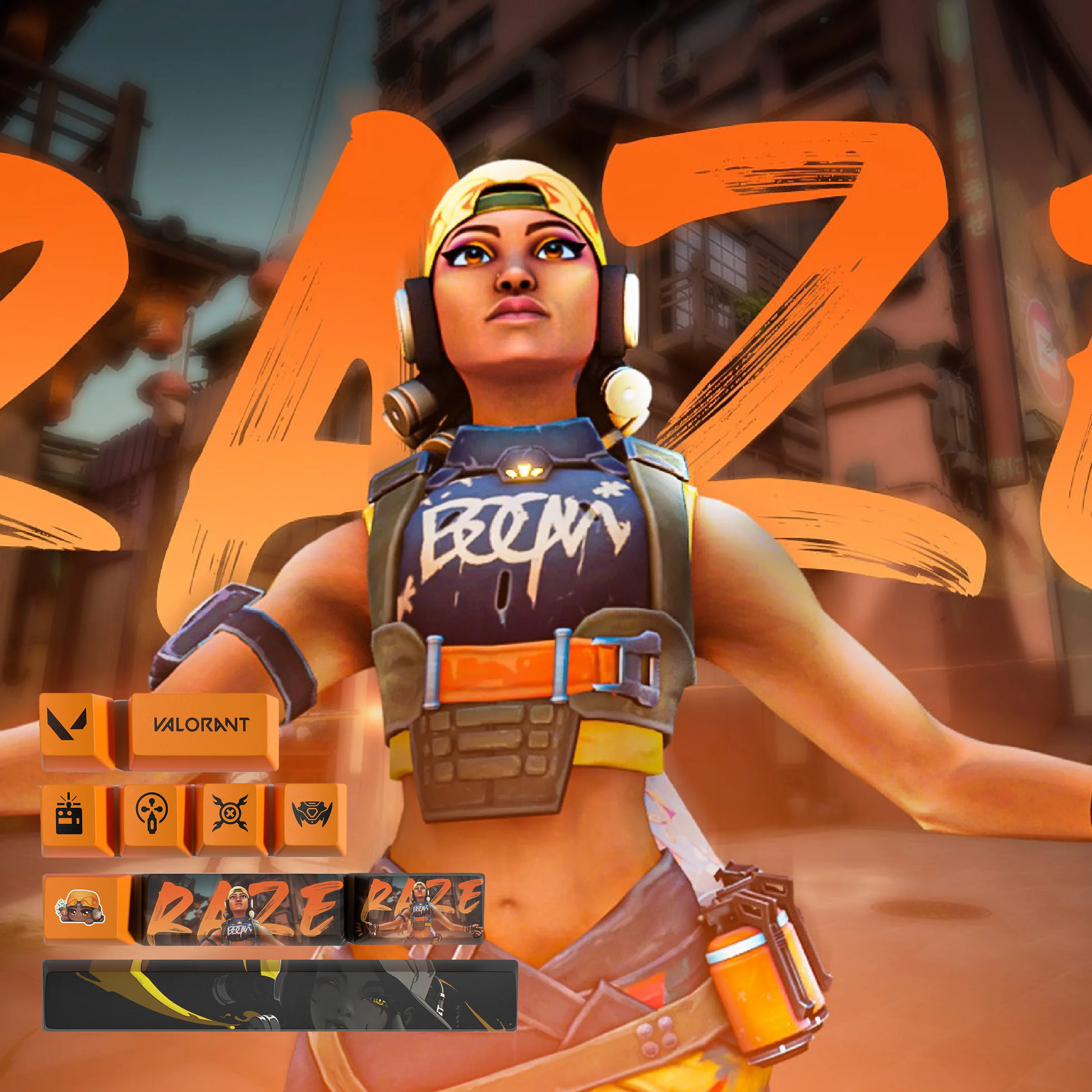 Valorant Raze Keycaps Oem Profiel 10 Sleutels Pbt Dye Sub Keycaps