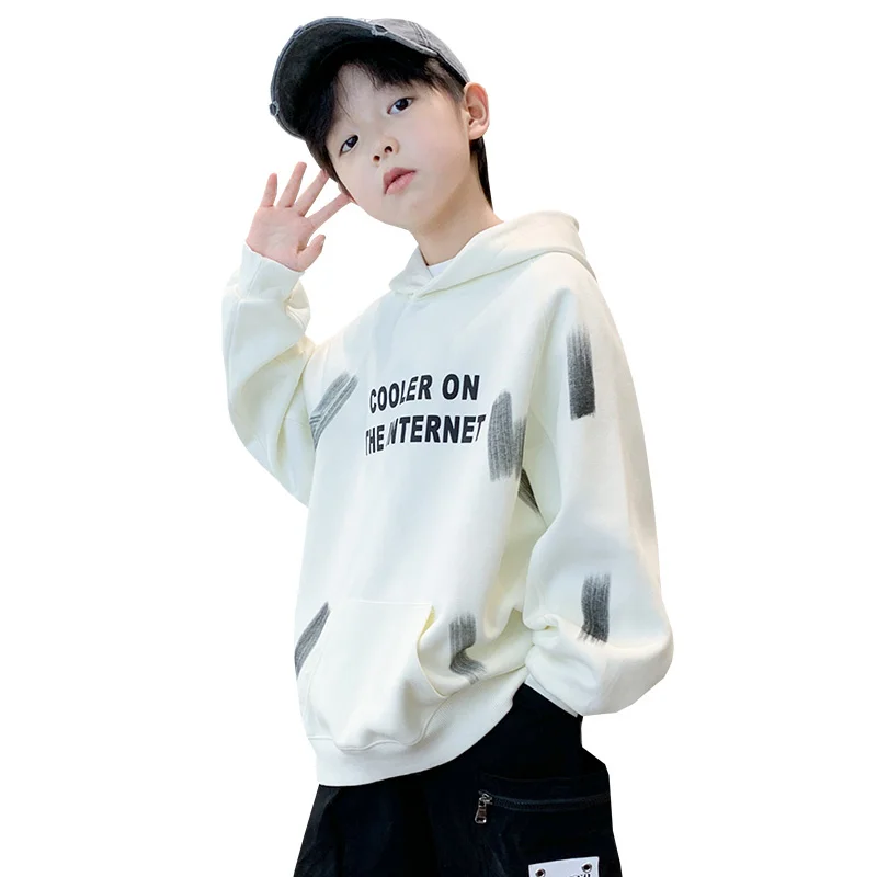 

Boys Hoodie Sweatshirt 2024 New Autumn Hot Sale Hooded Coat for Boy Korean Style Costume Teens Cotton Casual Top Clothes 5-14Y